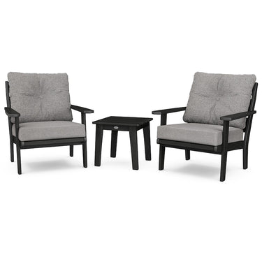 POLYWOOD Lakeside 3-Piece Deep Seating Chair Set - Black / Grey Mist